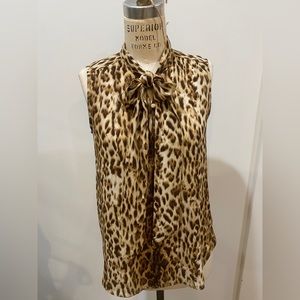 J.Crew cheetah print sleeveless blouse with bow size XS